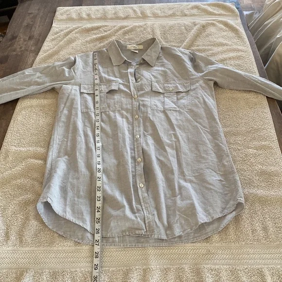 BD Baggies linen blend Italian luxury brand light grey button down blouse - Picture 10 of 14